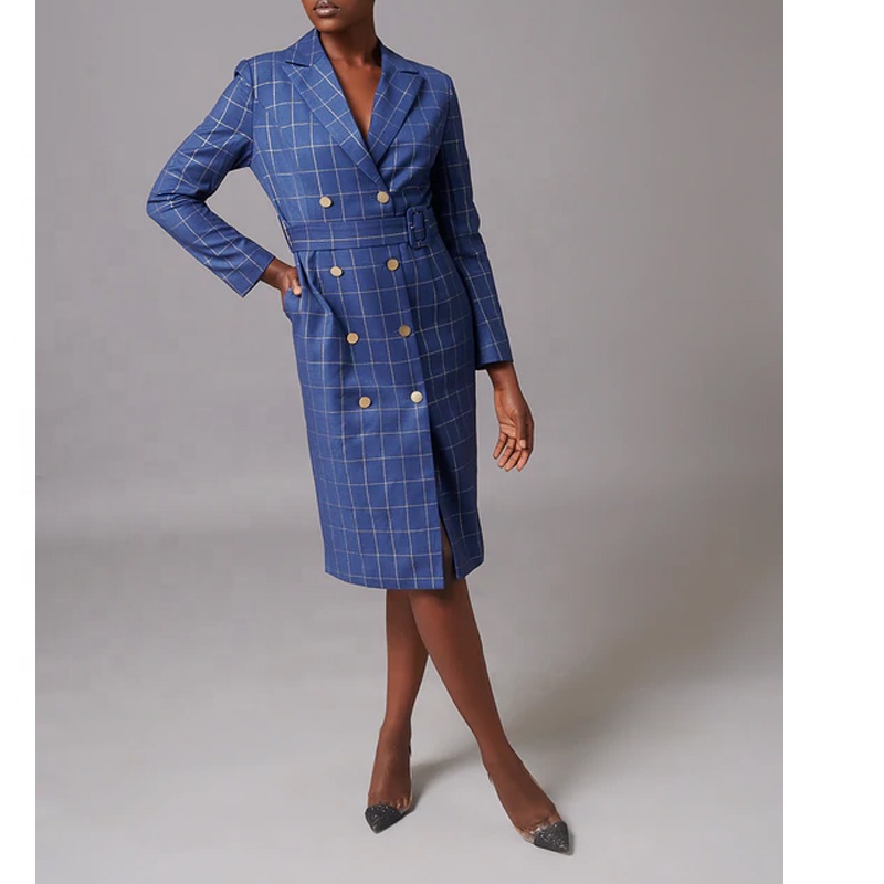 French Style  Elegant Simple High-end Slim Fit OEM  Fashion Work Career Dress for Fat Women Small Quantity Clothing Manufacture