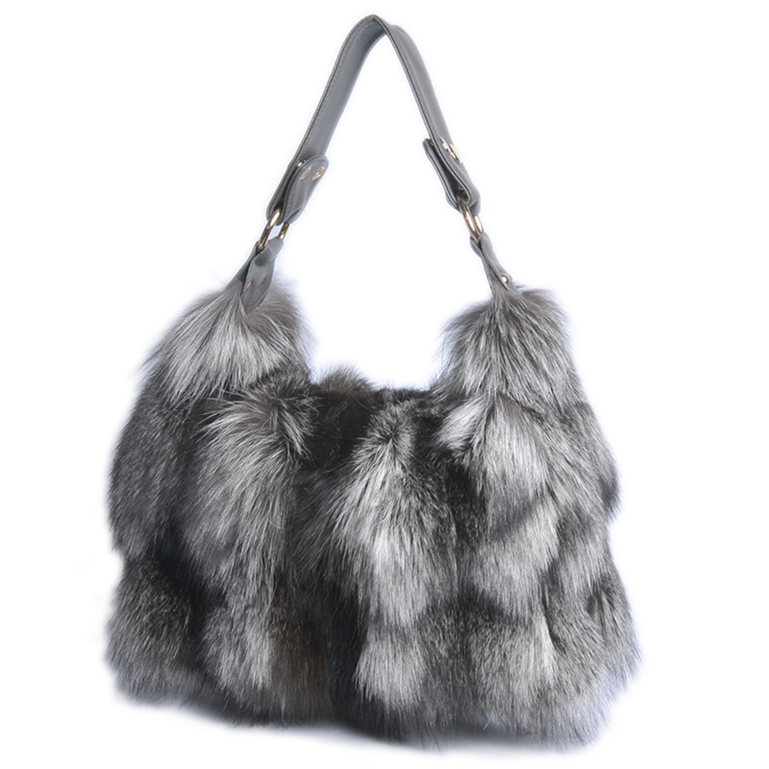 Qiuchen Ds22012 Fashion Fur Purses And Handbags Women Ladies Natural Fox Fur Big Bag With Leather Handle 