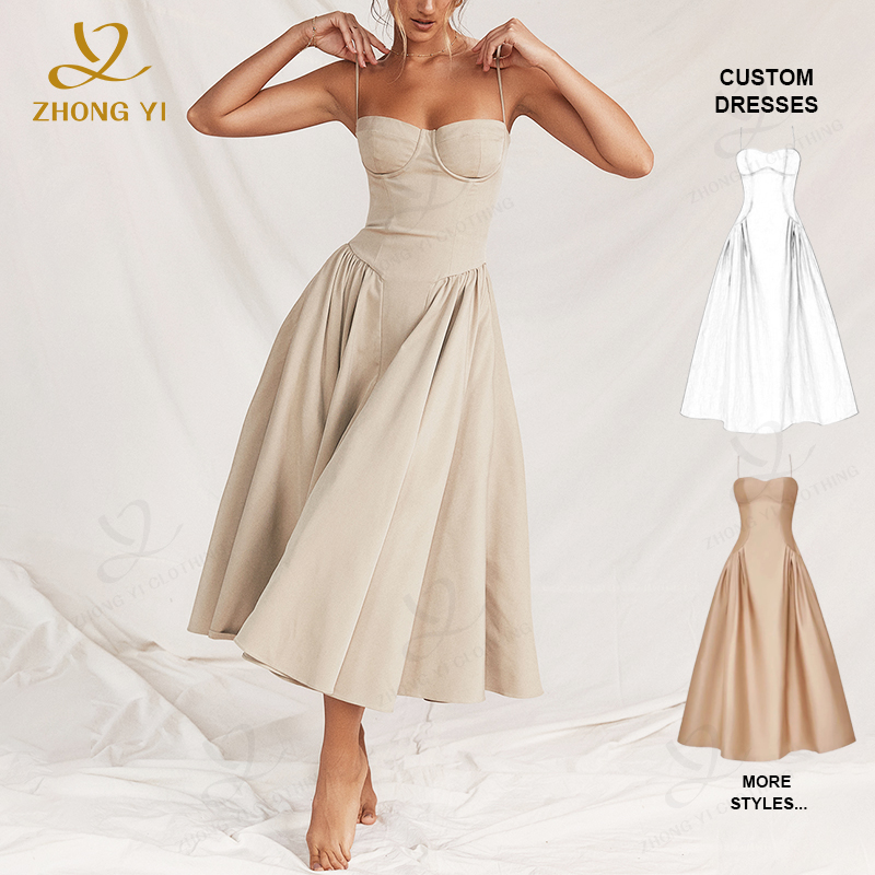 Custom Lady Elegant Slim Backless Dress for Women Fashion Ladies Suspender Dresses Summer Female Party Evening Robes Vestidos