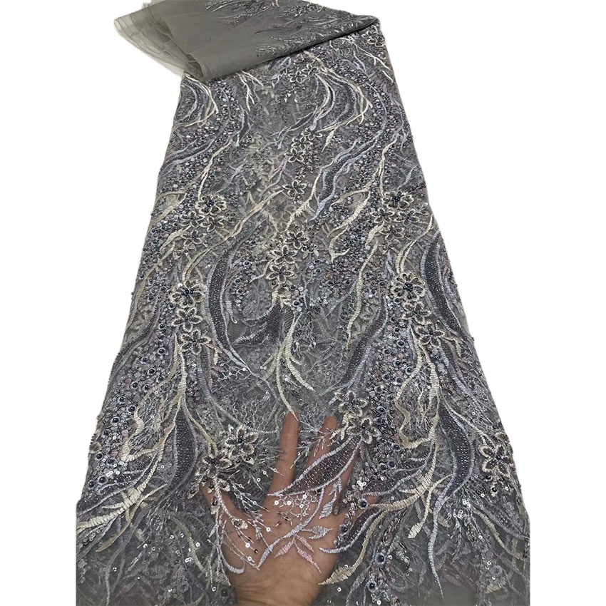 2022 Colorful African Nigerian Printed Lace Netting Perforated Lace Fabric Wedding Dress Zdpd04030 