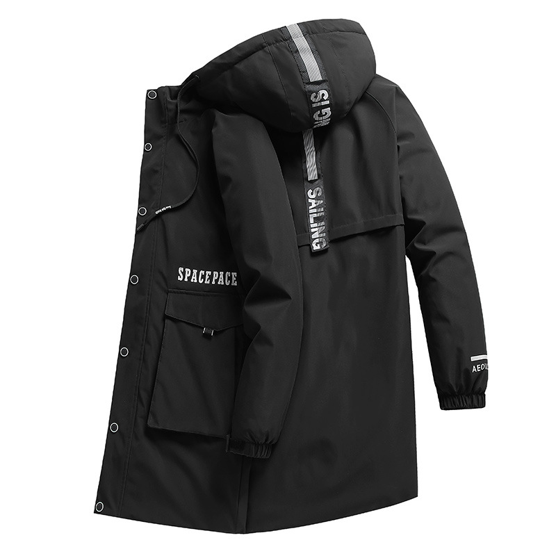 Winter Plus Cotton Thickens Mens Long Coat,Large Pocket Tooling Men Coat 