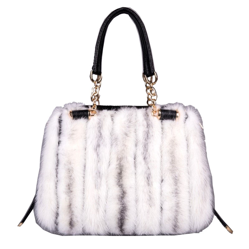 Italy Fashionable Mink Fur Messenger Bags 2021 Women Winter Luxury Mink Fur Handbags With Real Leather 