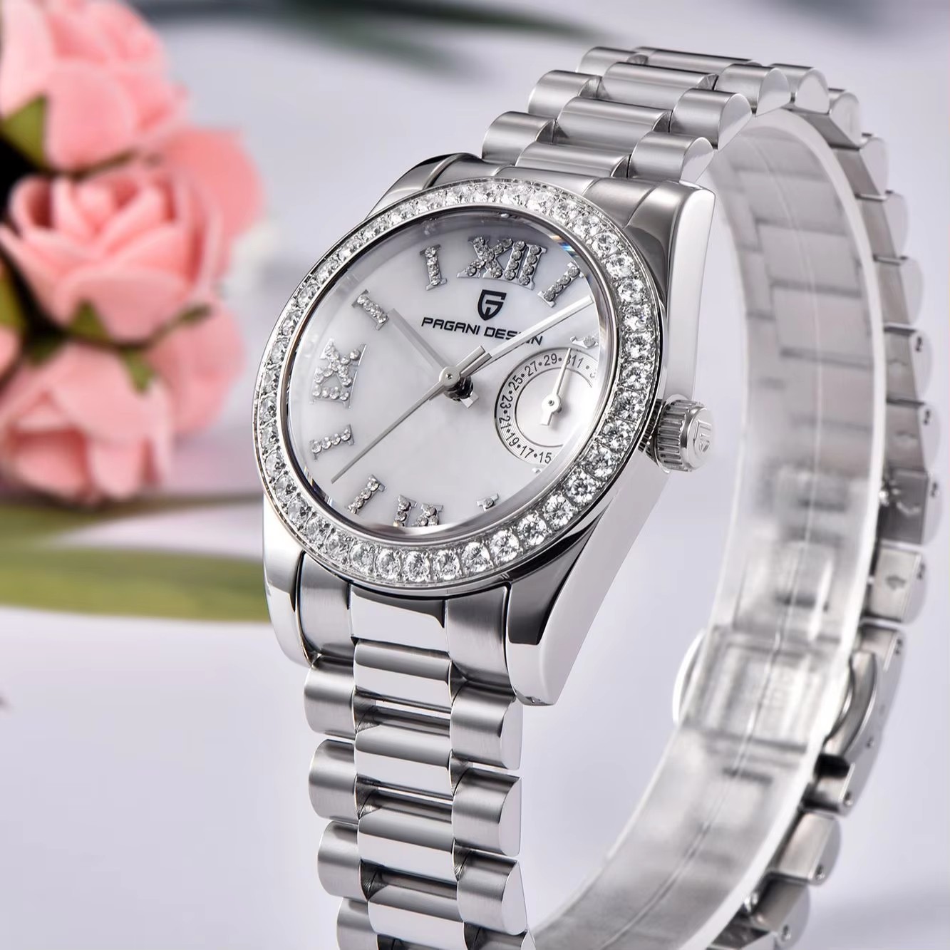 PAGANI DESIGN Women Watches Brand Luxury Diamond Quartz Watch for Women Gift Date Fashion Simple Ladies Watch AR Sapphire Glass