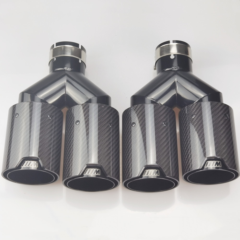 M Performance Muffler Dual Carbon Fiber+black Stainless Suitable For Bmw Car Modification Exhaust Tips End Pipes 