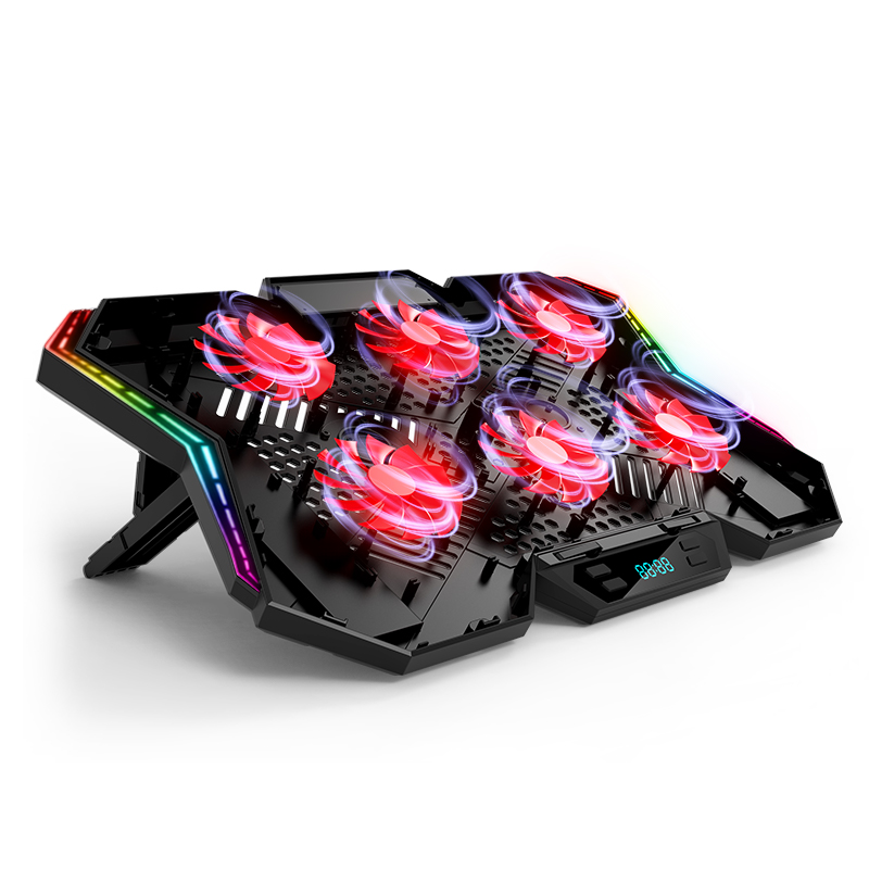 Heavy Duty Rgb Laptop Cooling Pad Gaming 6 Fans Computer Pc Accessories Desktop Pc Notebook Cooler Stand 