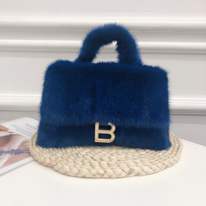 New Arrival Mink Fur Handbag For Ladies Single Shoulder Bag Real Fur Material Fashion Fluffy Cross-body Bag 