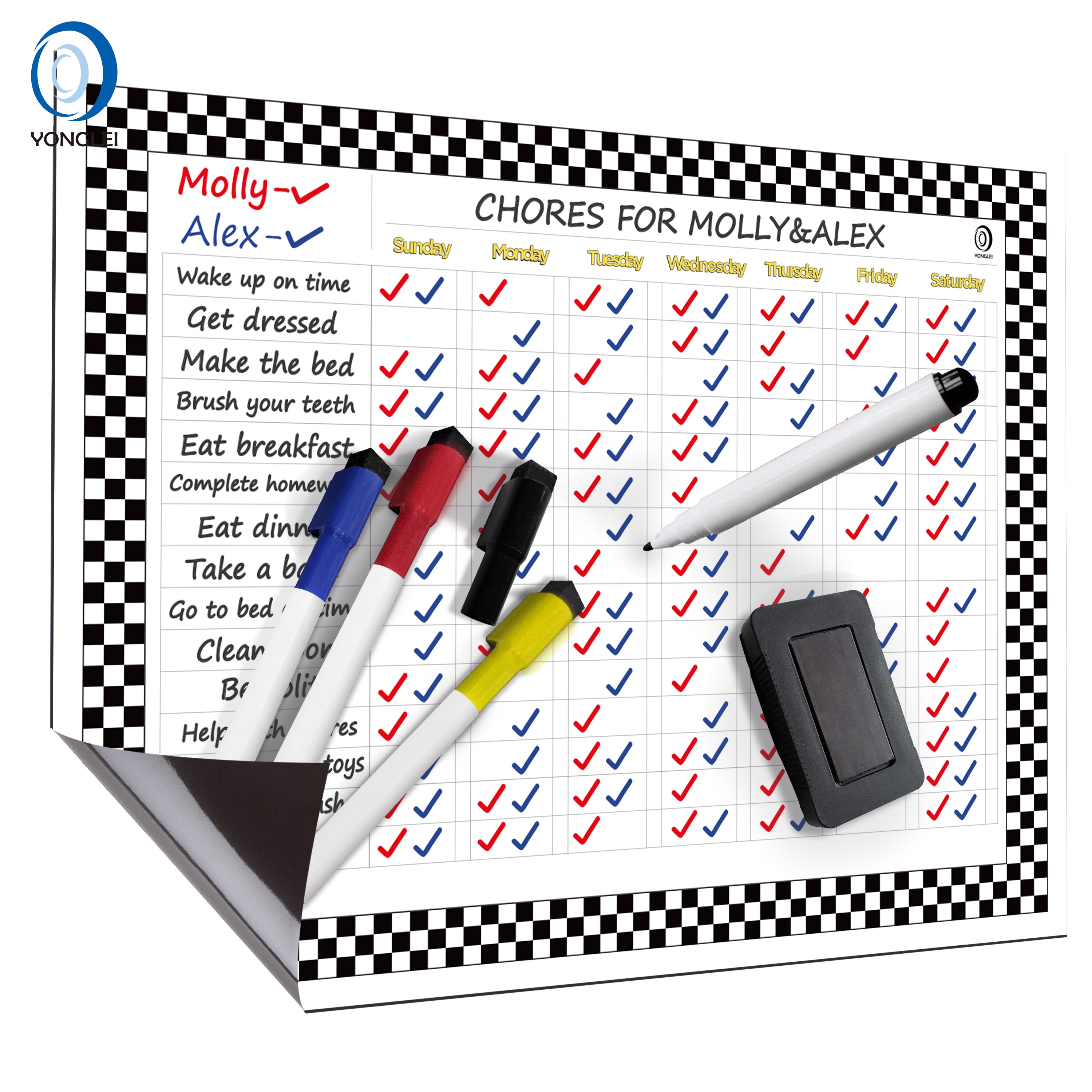 8.9-4b1 Dry Erase Magnetic Good Habit Chart Kids Educational Charts Kids Learning Charts For Fridge 