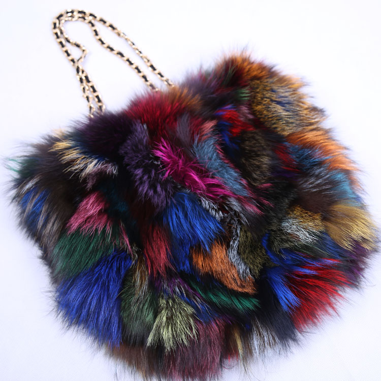 China Branded Handbag Women Bag Handbag Charm Fur Mini Pom Accessory Fluffy Ball Animal Fur Handbag 