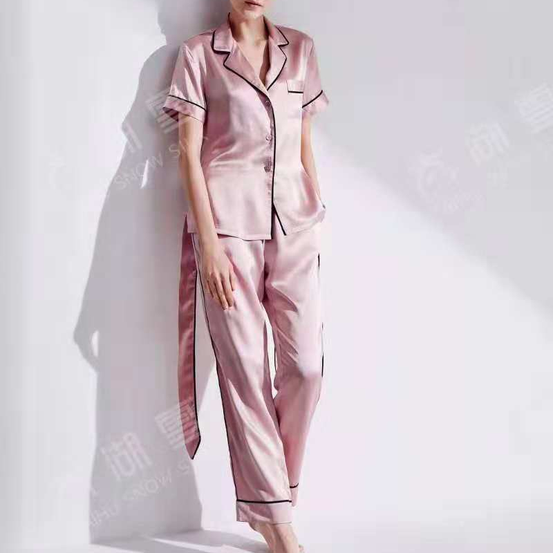 Women's 100% Mulberry Silk Pajama Set,Relaxed Fit Pjs 