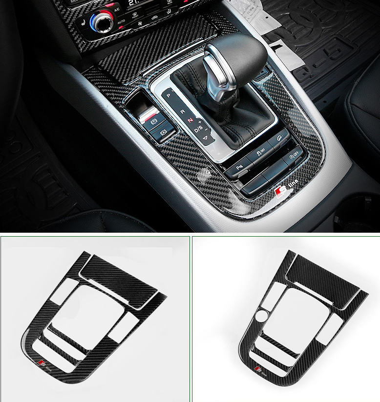 Car Styling Interior Accessories Control Gear Shift Panel Decorative Covers Carbon Fiber Strip 3d Sticker For Audi A4 A5 B8 