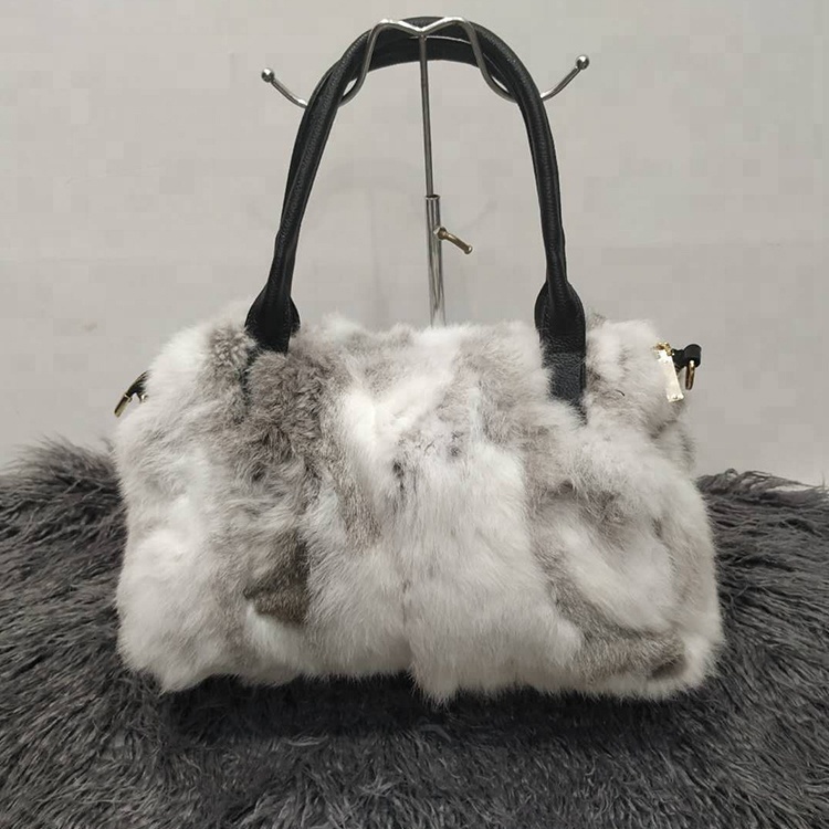 New Arrival Women Real Rabbit Fur Tote Bags Female Handbag Ladies Fur Bags 