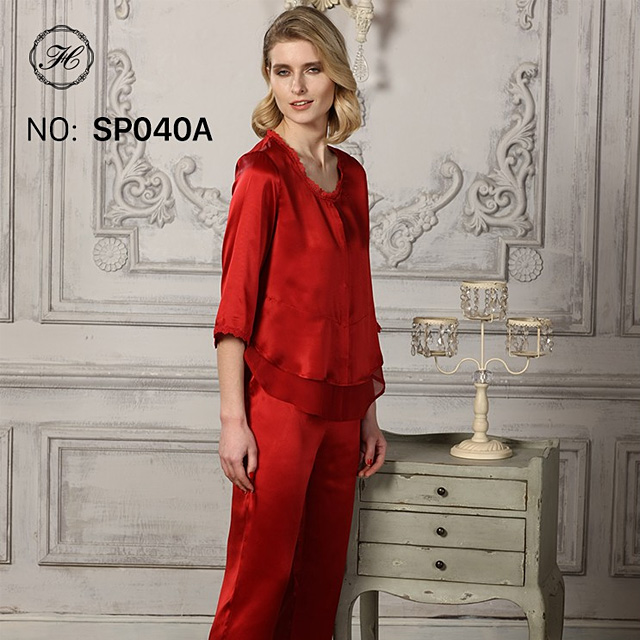 Hcy 2017 Free Shipping Wholesale Adult Women&#39;s Silk Sleepwear Sp040 