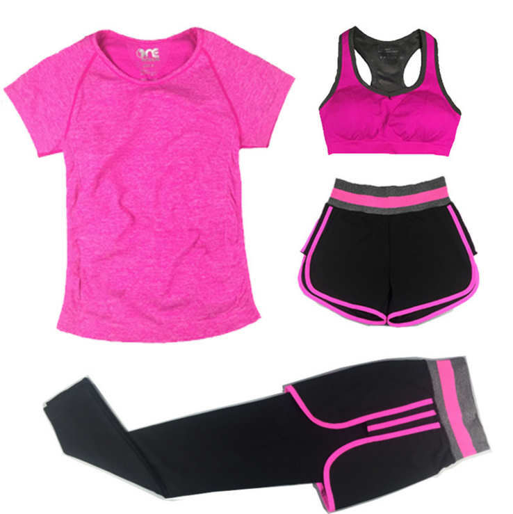 Female Sport Suit Women Fitness Clothing Sport Wear Yoga 4 Pcs Set Gym Jogging Suits Sportswear Running Leggings Women Set 