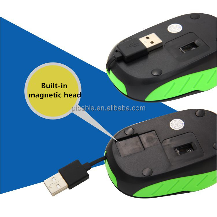 Mini Retractable Cable Usb Scroll Wired Optical Gaming Mice Mouse For Laptop Desktop Gamer Home Office Use Computer Accessories 