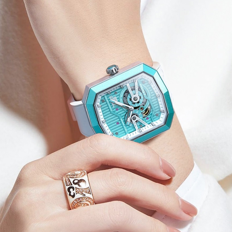 2022 New Hollow Timing Skeleton Luxury Rm Transparent Mechanical Watch Square Watches For Men Women 