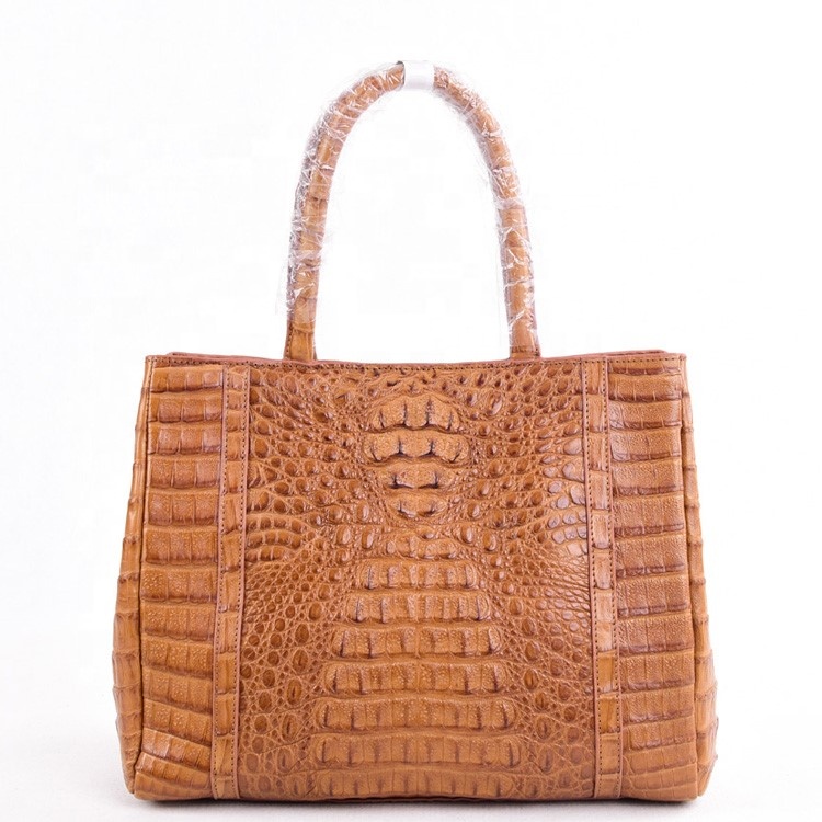 Customized Leather Handbags Women Genuine Crocodile Skin Ladies Shoulder Bag Tan Brown Bag Croco Purse Luxury Leather 