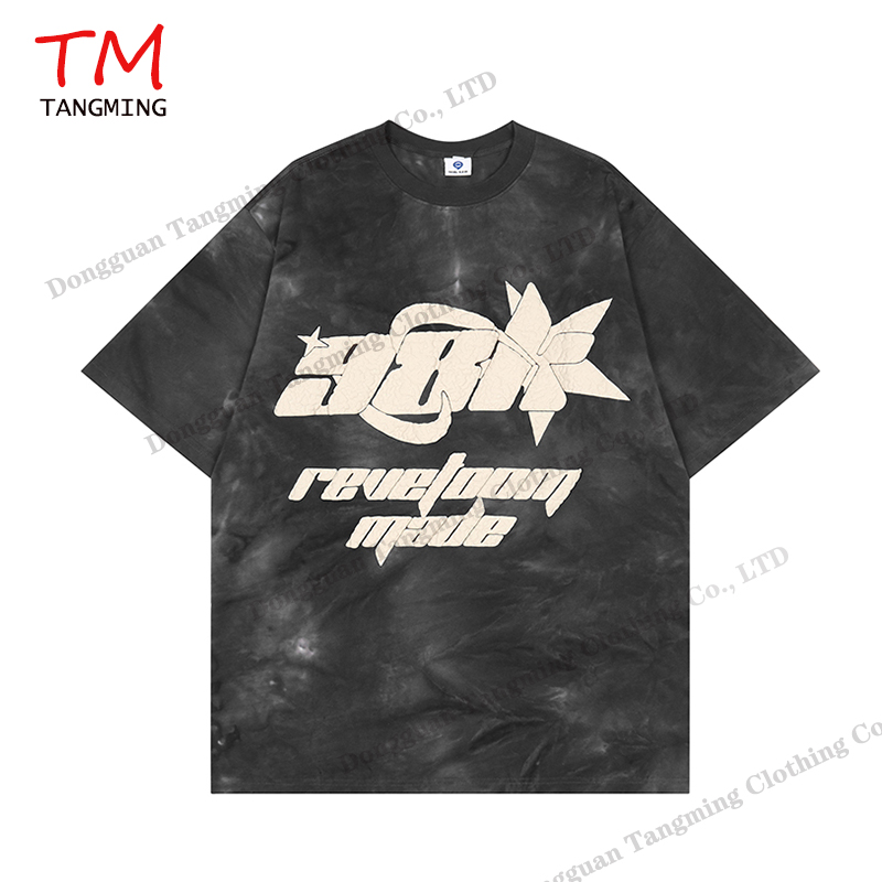 2022 Heavyweight Cotton Oversized Crewneck Tshirt Men Vintage Puff Print Men T Shirt 