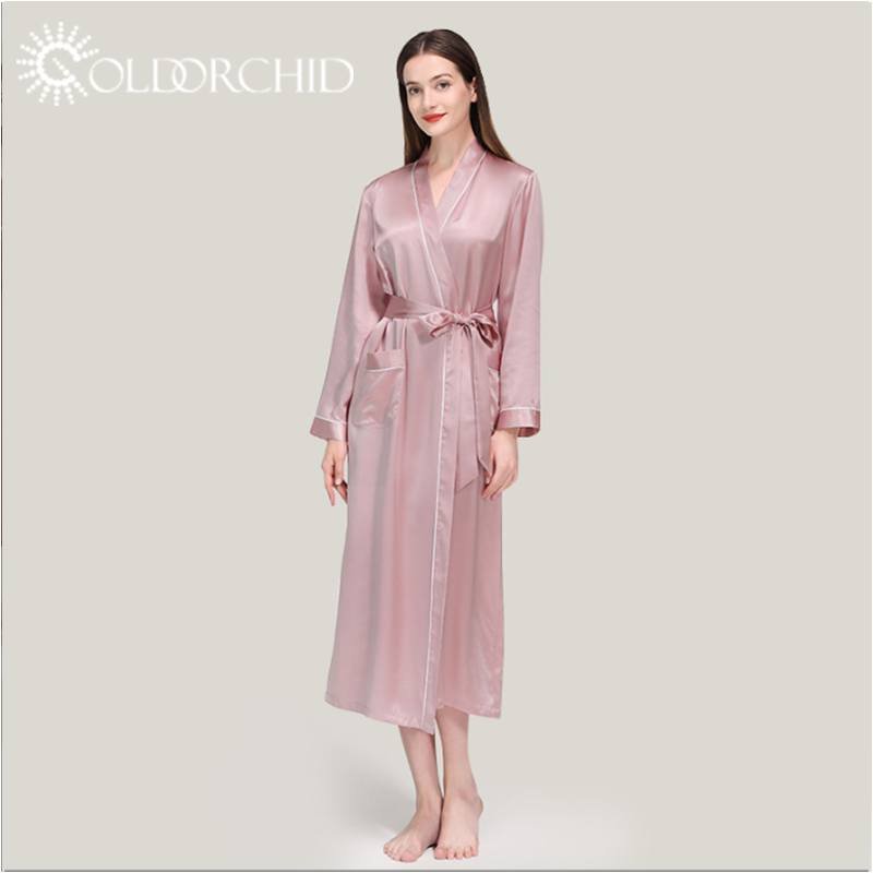 Luxury 22momme 100% Silk Pure Mulberry Long V Neck Nightgown Silk Robes Comfortable Nightwear Dress For Women