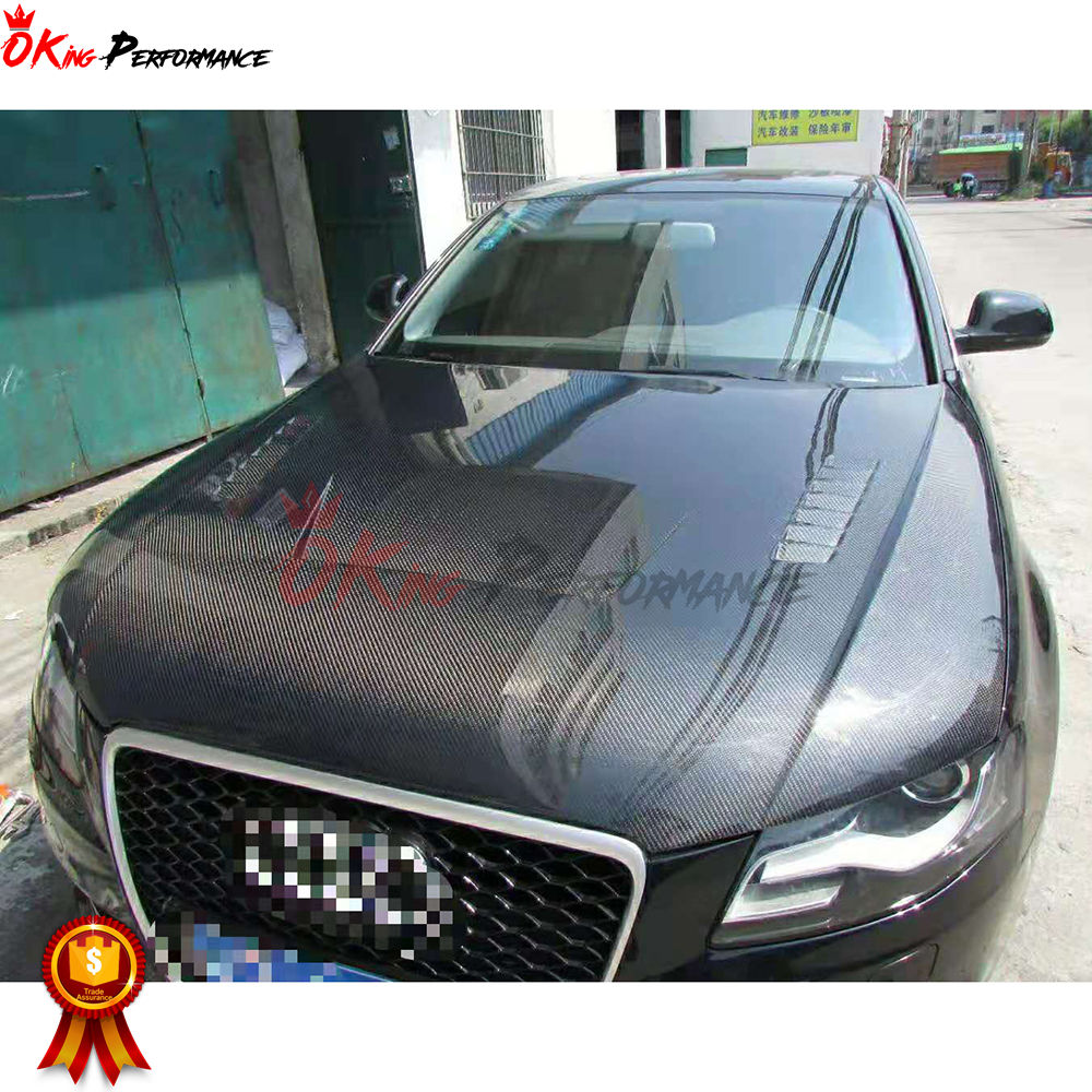 Oking Style Carbon Fiber Car Accessories Engine Bonnet 2008-2012 For Audi B8 A4 Hood 