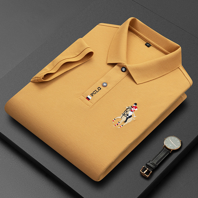 New Design Custom Embroidered Logo 95% Cotton 5%spandex Man Golf Business Uniform Solid Color Polo Shirt 