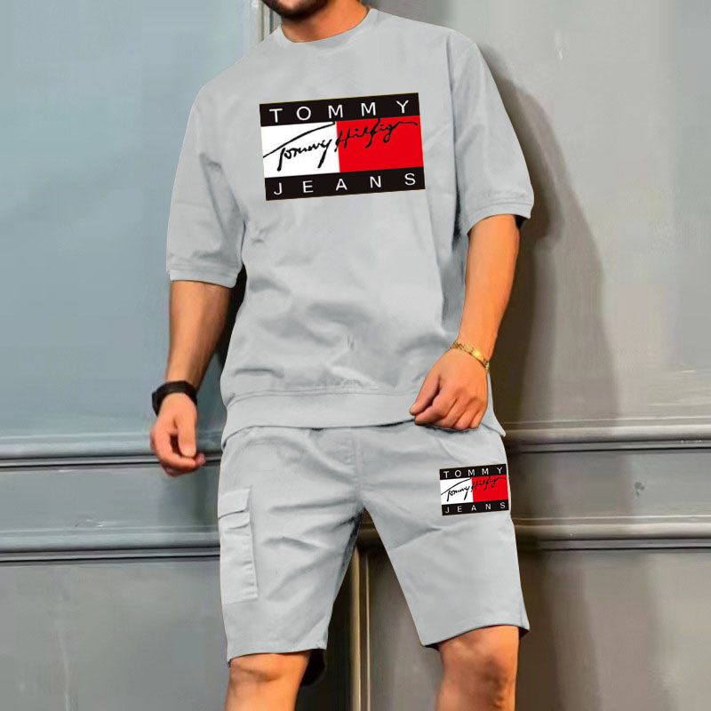 Solid Color 100% Polyester Wholesale Short Sleeve White T Shirt Men O-neck Black And White T-shirt Plain T-shirt Shorts Suit 