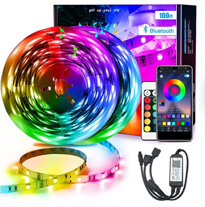 Luces Led App Controlled Google Home Alexa Tuya 5050 5m 10m Waterproof Wifi Smart Rgb Led Strip Light Decoration 