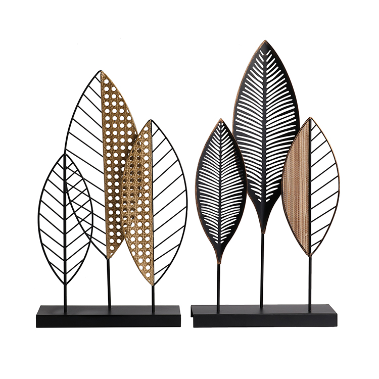 K&amp;b Luxury Decorative Leaves Metal Table Art Living Room Leaf Shape Metal Frame Art For Home Decor 