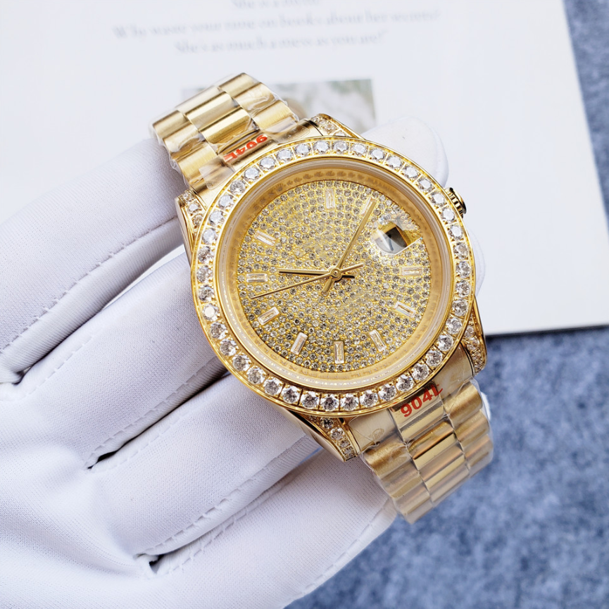 Mens Watches Top Brand Luxury Watch Gold Diamond Watch For Men Mechanical Waterproof Wristwatch 