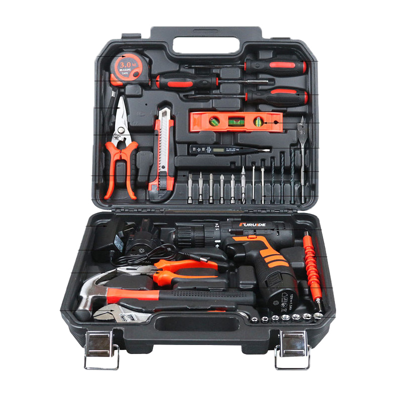 36pcs Power Tool Combo Cordless Drill Set 12v Lithium Battery Two Speed Whole Set Electric Drill Industrial 