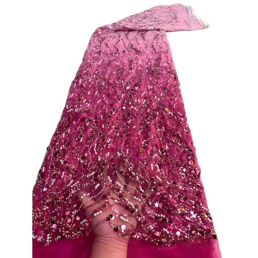 2022 African Nigerian High Class Printed Lace Netting Perforated Lace Fabric Wedding Dress Zdyf06048 