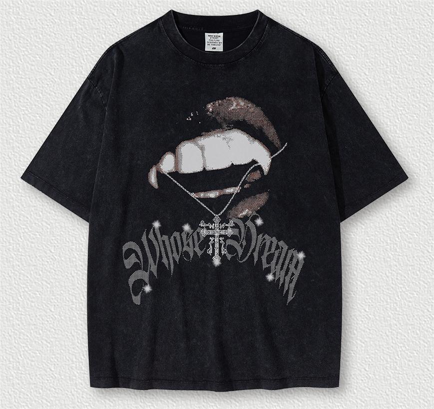 Denimguys Streetwear Vintage Screen Print Graphic Tee Outdoor Casual Loose Men&#39;s T-shirts 