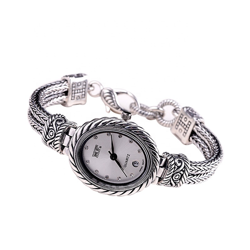 Fashion Classic Solid Sterling Silver 925 Quartz Ladies Wrist Watch for Jewelry Women