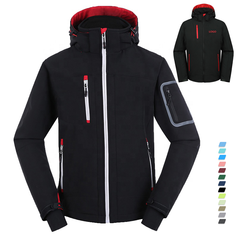Custom Design Windproof Waterproof Sport Outdoor Polyester Fleece Ski Windbreaker Rain Tactical Winter Hunting Softshell Jacket 