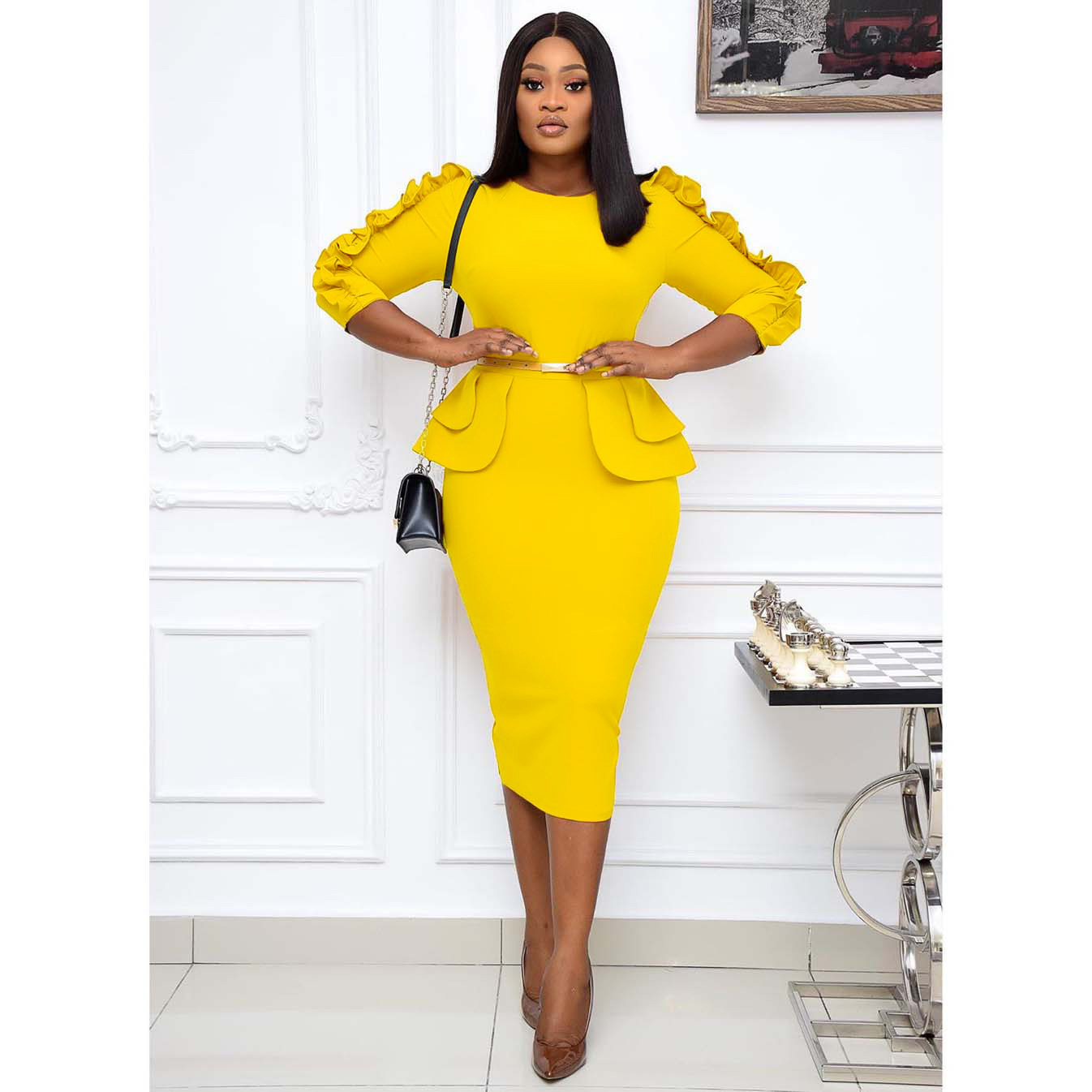 Amazon Independent Station Women&#39;s Professional Office Dress Temperament Commute Large Size Festival Clothing Fashion Dress 