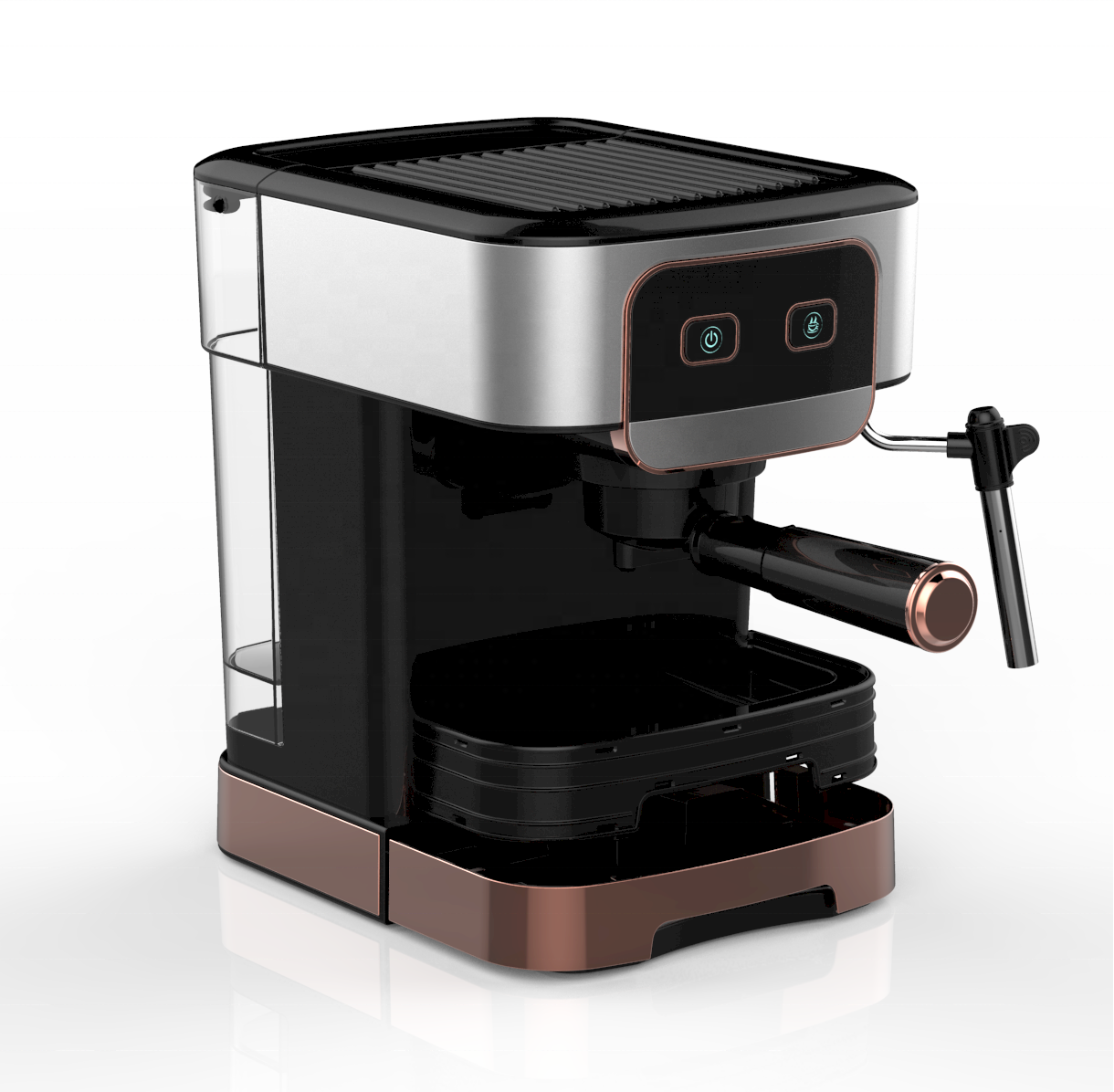 Odm Business Partner Mini Espresso Coffee Maker Home Appliance With Plastic Housing With Stainless Steel Decorative Plate 