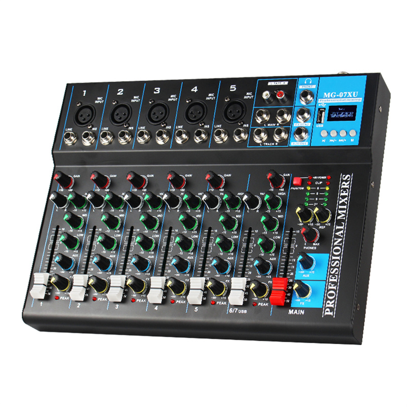 High Quality 7 Channel Professional Mixer Audio Popular 
