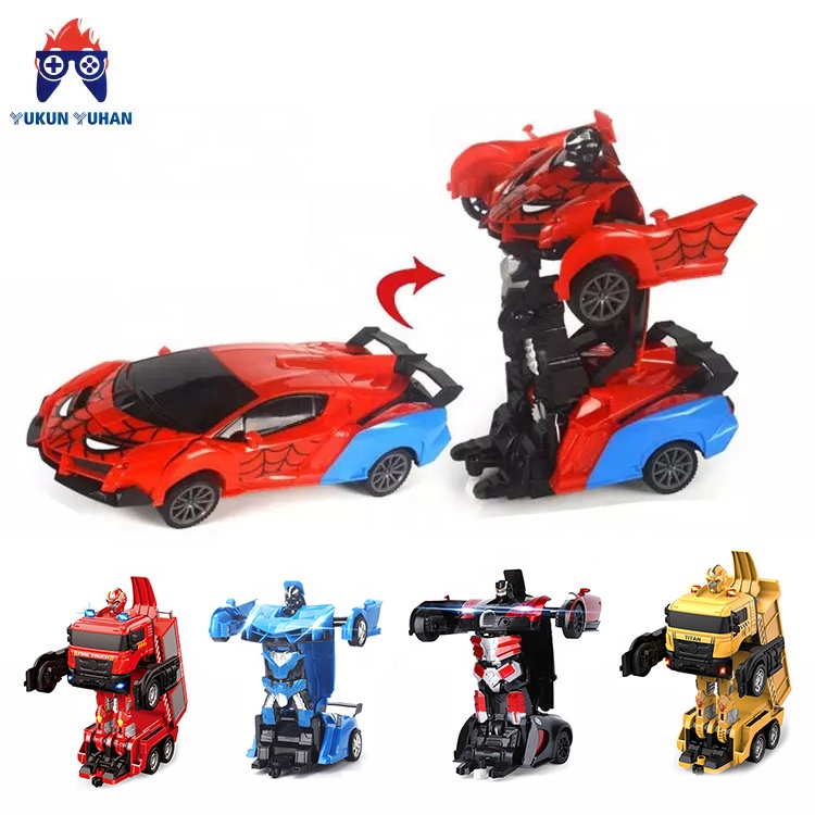 Amazon Hot Selling Multiple Types Rc Deformation Car Children&#39;s Toys 1:16 Five-way Remote Control One Button Transform Robot Toy 
