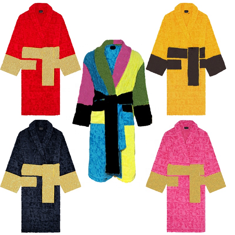 Women Nighty Bathrobe Women&#39;s Sleepwear Luxury Brand Pure Cotton Jacquard Unisex Bathrobe Allure Woman Luxury Designer Bathrobe 