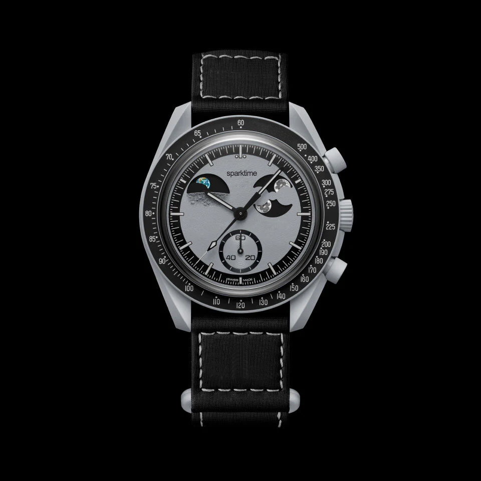 Bioceramic Quartz Watch Innovative Watch Moon Phase  Earth Phase Function Super-LumiNova Dial Quartz Watch for Men