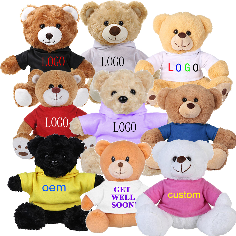 Wholesale Sublimation Plush Teddy Bear T Shirt Brand Your Logo Custom Cute Stuffed Soft Teddy Bear Plush Toys 