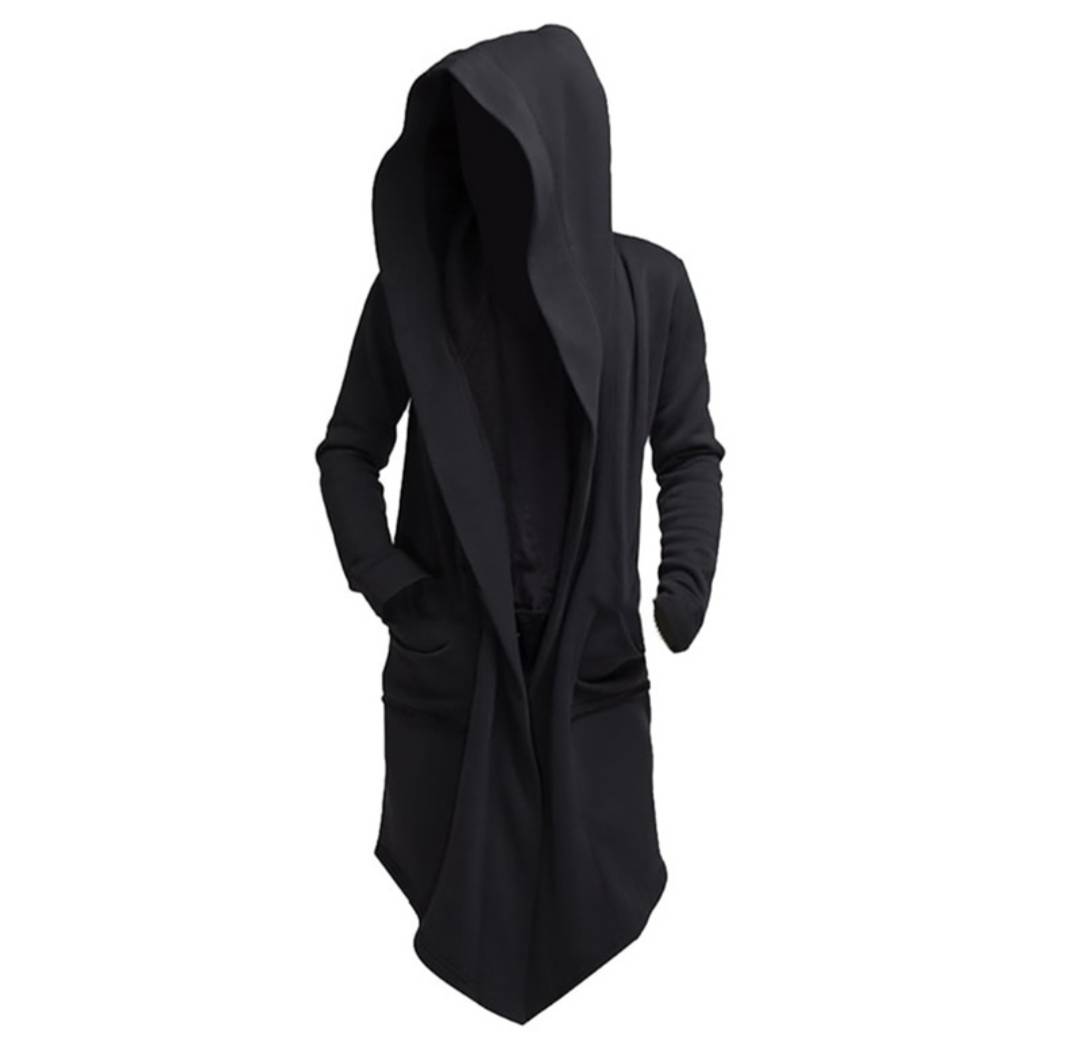 New Autumn And Winter Cotton Cardigan Cloak Solid Color Hooded Long Men&#39;s Trench Coat 