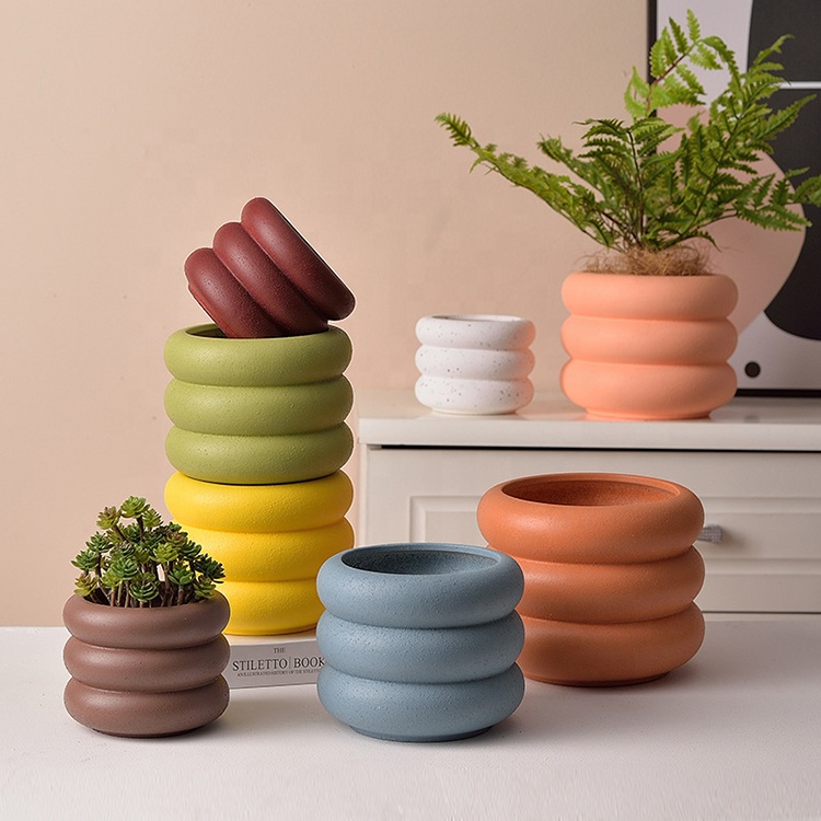 New Arrival Macaron Shape Garden Succulent Pots Small Ceramic Flower Pot 