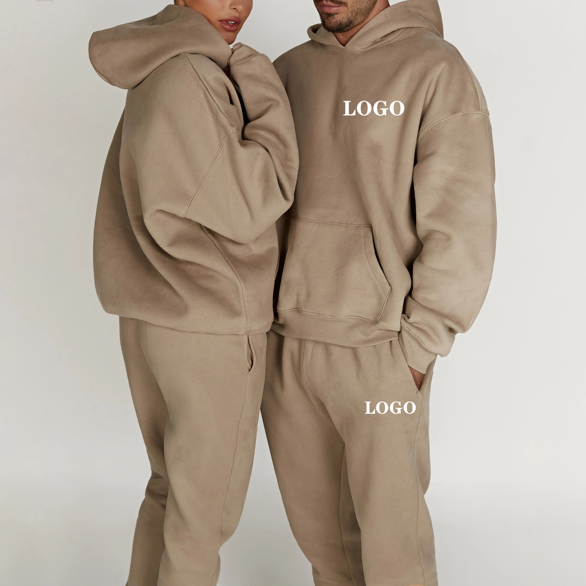 Oti Textile High Quality Oversized Unisex Hoodie and Sweatspant Sets Blank Custom Your Logo Sports Sets for Women Two Pieces