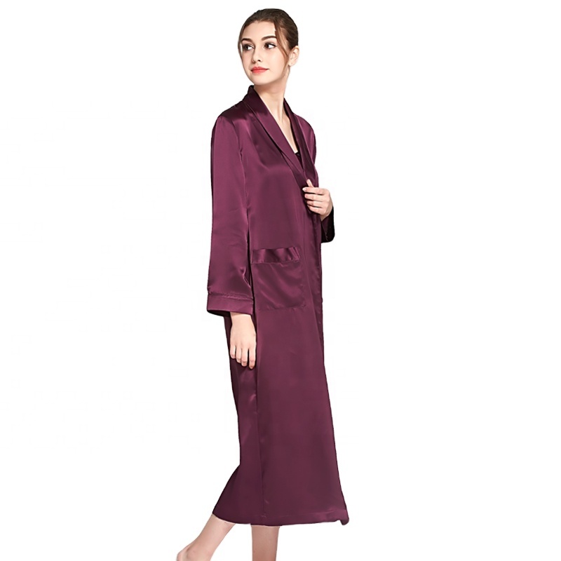 Sexy Night Wear Sleep Dress Silk Satin Robe Designer Silk Night Gown For Woman 