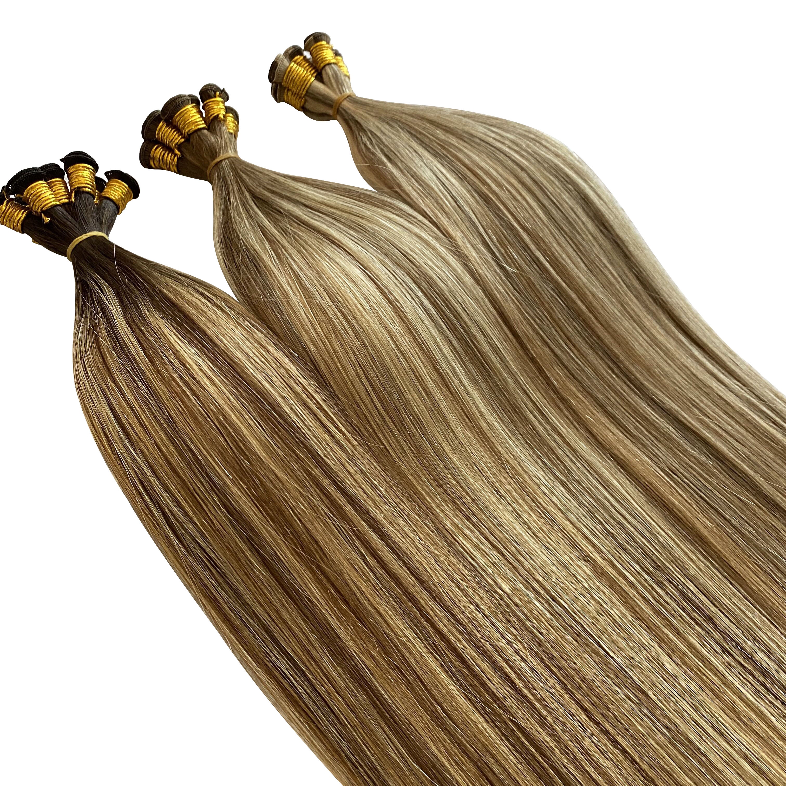 Soft And Health Luxury Hand Tied Weft Unprocessed Virgin Cuticle Aligned Double Drawn Best Quality Human Hair Extension 