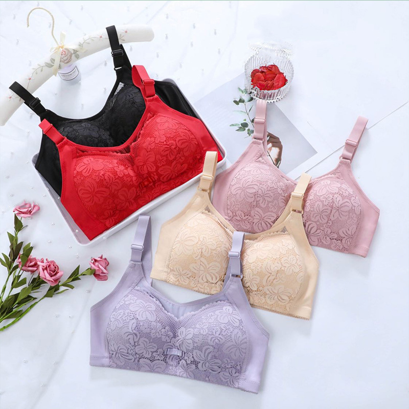 Underwear Women's Small Breasts Gathered Together Anti Sagging Thin Cotton Cups Lingerie Sexy No Steel Ring Bra