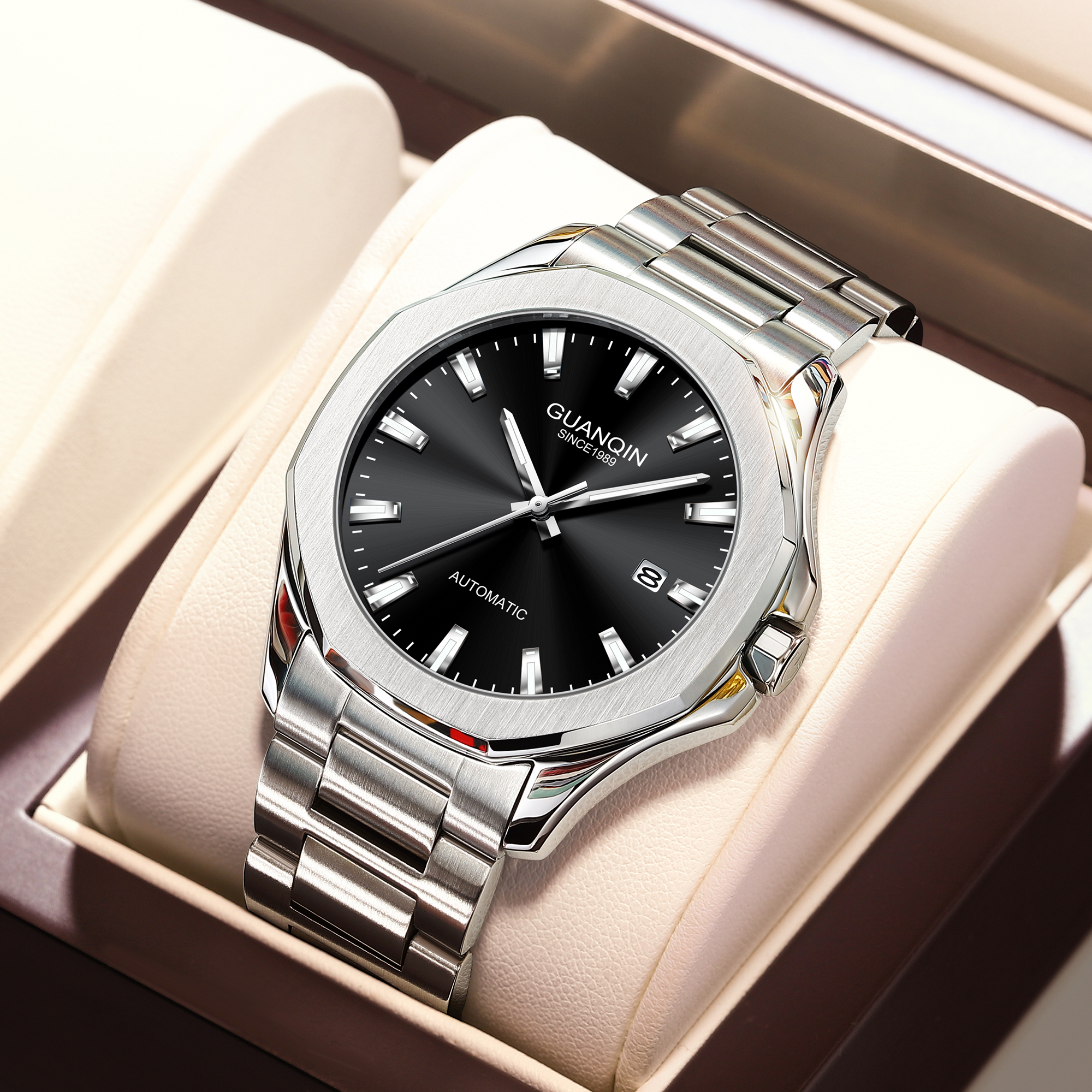 Guanqin Gj16231 #2 Business Men Automatic Mechanical Luxury Skeleton Japan Movement Waterproof Sport Wrist Watches 