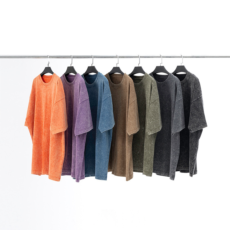 Printfun Hot Sale Mineral Wash Tshirt 260gsm Blank Loose Fit Short Sleeve Reflect Logo Print Tshirts Oversize T Shirts For Men