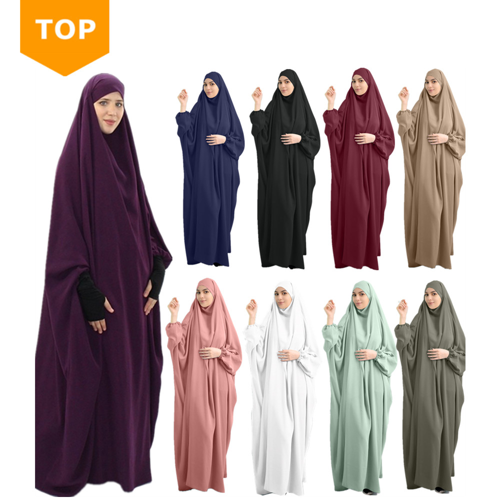 2020 Latest Muslim Women Prayer Dress With Hijab,Dubai Islamic Overhead Long Abaya With Hijab Muslim Ramadan Abaya W/ Hijab 