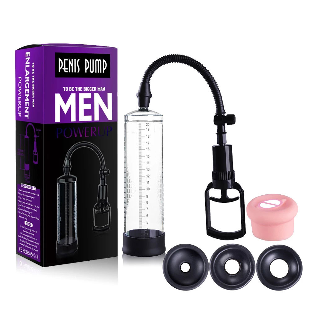 Male Adult Products Cylinder Sleeve Vacuum Enlarger Penis Pump Sex Toy For Man Penis Enlargement Device 